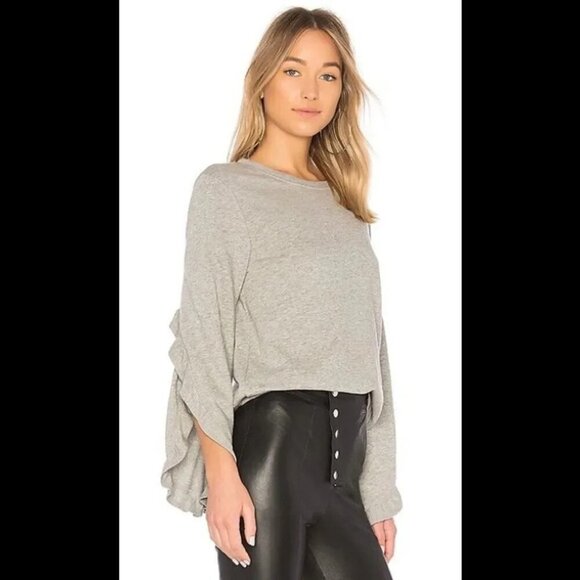 Alc Ruffle Sleeve Grey Sweater medium - Picture 10 of 12